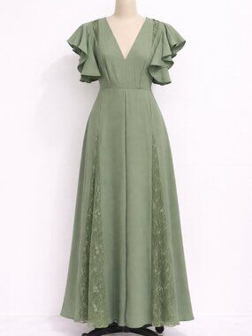 ASOS Sage Maxi Lace Flutter Sleeve Dress Cottagecore Boho Fairy Renaissance